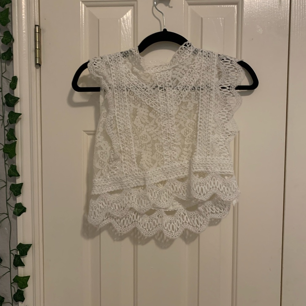 cropped lace coverup